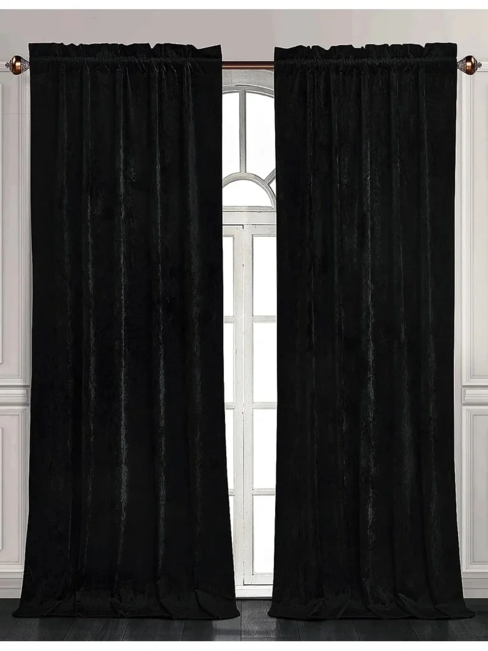 Black Velvet Curtain Panel set 100x96in